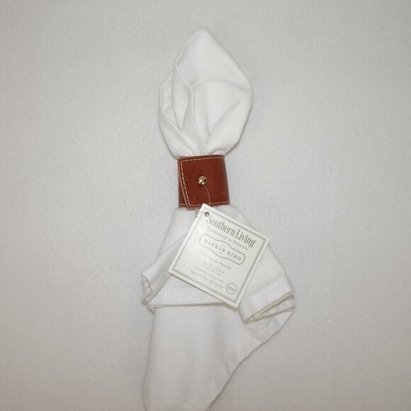 Brown Napkin Rings Faux Leather Vegan Farmhouse Set Of 12 Holiday - Picture 2 of 9